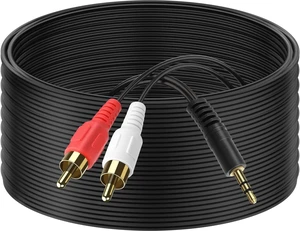 3.5mm Stereo Male to 2RCA Male (Right and Left) RCA Audio Cable (50 Feet) 3.5mm Stereo Male to 2RCA Male (Right and Left) RCA Audio Cable (50 Feet)