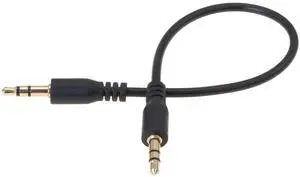 Short Audio Cable - 0.6ft - 3,5mm - AUX Cord for car, TV or Phone - Male to Male - Black Short Audio Cable - 0.6ft - 3,5mm - AUX Cord for car, TV or Phone - Male to Male - Black