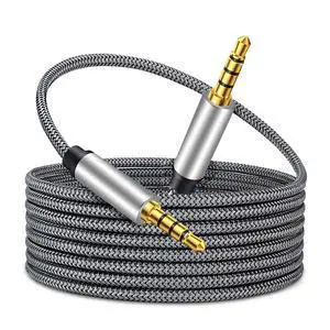 Male to Male Audio Cable 6Ft,4 Pole Hi-Fi Stereo Sound 3.5mm Aux Cable Adapter/Auxiliary Cable/Aux Cord Compatible All 3.5mm-Enabled Devices for Car (6Ft, Silver) Male to Male Audio Cable 6Ft,4 Pole Hi-Fi Stereo Sound 3.5mm Aux Cable Adapter/Auxiliary Cable/Aux Cord Compatible All 3.5mm-Enabled Devices for Car (6Ft, Silver)