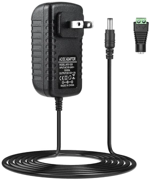 LightingWill 12V 2A Power Supply, 24W Power Adapter, AC 100-240V to DC 12V Transformer, 5.5x2.1mm Wall Plug Charger for LED Strip Lights, Security Cameras and Other 12V Devices LightingWill 12V 2A Power Supply, 24W Power Adapter, AC 100-240V to DC 12V Transformer, 5.5x2.1mm Wall Plug Charger for LED Strip Lights, Security Cameras and Other 12V Devices