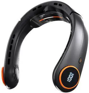 Portable Neck Fan, 5000mAh Bladeless Fan with 3 Built-in Fans, Instant Cooling 360° Surround Airflow & LED Display, Wearable Personal Fan for Outdoor, Travel, Gifts for Women Men (Black) Portable Neck Fan, 5000mAh Bladeless Fan with 3 Built-in Fans, Instant Cooling 360° Surround Airflow & LED Display, Wearable Personal Fan for Outdoor, Travel, Gifts for Women Men (Black)