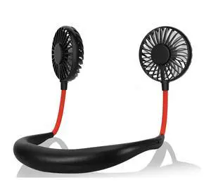 Portable Neck Fan, USB Rechargeable Fan with 3 Adjustable Speeds, LED Light Wearable Fan - Black Portable Neck Fan, USB Rechargeable Fan with 3 Adjustable Speeds, LED Light Wearable Fan - Black