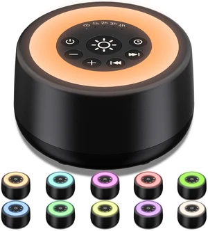 Sound White Noise Machine with 25 Soothing Sounds 10 Colors Warm Night Light 4 Brightness Levels 32 Volume Levels 5 Timer and Memory Function Perfect for Kids Adults Seniors Sleeping Black Sound White Noise Machine with 25 Soothing Sounds 10 Colors Warm Night Light 4 Brightness Levels 32 Volume Levels 5 Timer and Memory Function Perfect for Kids Adults Seniors Sleeping Black