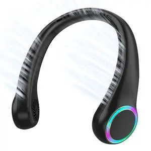 Neck fan, Portable Fan with 5-17H Lifespan, 4000mAh Neck fan air conditioner with 3 Adjustable Speeds and 64 Cool Lights, Rechargeable Neck Fan, Hands-Free Cooling fan for Summer (Black) Neck fan, Portable Fan with 5-17H Lifespan, 4000mAh Neck fan air conditioner with 3 Adjustable Speeds and 64 Cool Lights, Rechargeable Neck Fan, Hands-Free Cooling fan for Summer (Black)