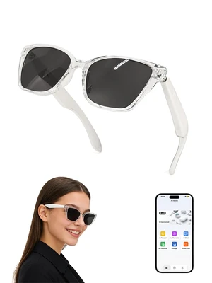Bluetooth Translation Smart Glasses, Bluetooth Sunglasses with Transparent Frame UV400 Lenses, Open-Ear Audio & Hands-Free Calls for Travel and Daily Use Bluetooth Translation Smart Glasses, Bluetooth Sunglasses with Transparent Frame UV400 Lenses, Open-Ear Audio & Hands-Free Calls for Travel and Daily Use