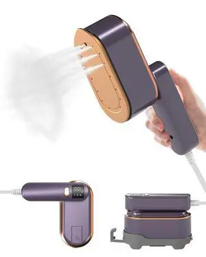 Travel Steamer Iron for Clothes - 1200W Handheld Size Portable Travel Steamer, 3 Steam Levels Clothes Steamer with LCD Screen, 10S Fast Heat-up Steamer for Dress Shirt Home Travel (Gray Purple) Travel Steamer Iron for Clothes - 1200W Handheld Size Portable Travel Steamer, 3 Steam Levels Clothes Steamer with LCD Screen, 10S Fast Heat-up Steamer for Dress Shirt Home Travel (Gray Purple)