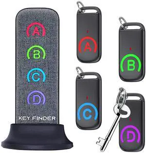 Key Finder Locator: New Fabric Wireless Slim RF Key Wallet Finder Item Locator with 80dB Loud Sound and 131ft Working Range, 1 Transmitter + 4 Receivers (Grey) Key Finder Locator: New Fabric Wireless Slim RF Key Wallet Finder Item Locator with 80dB Loud Sound and 131ft Working Range, 1 Transmitter + 4 Receivers (Grey)