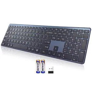 Wireless Keyboard-2.4G Ultra Slim Quiet Full Size USB PC Computer Keyboard,19 Multimedia Keys,Number Pad,Plug&Play,Lag-Free Ergo,Long Battery Life for Desktop,Laptop,Smart TV,MAC,Windows,QWERTY Wireless Keyboard-2.4G Ultra Slim Quiet Full Size USB PC Computer Keyboard,19 Multimedia Keys,Number Pad,Plug&Play,Lag-Free Ergo,Long Battery Life for Desktop,Laptop,Smart TV,MAC,Windows,QWERTY
