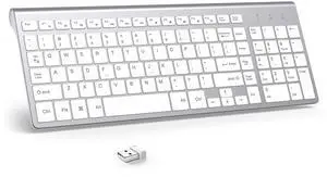 J Wireless Keyboard, 2.4G Slim and Compact Wireless Keyboard with Numeric Keypad for Laptop, MacBook air, Apple, Computer, PC-Sliver&White J Wireless Keyboard, 2.4G Slim and Compact Wireless Keyboard with Numeric Keypad for Laptop, MacBook air, Apple, Computer, PC-Sliver&White