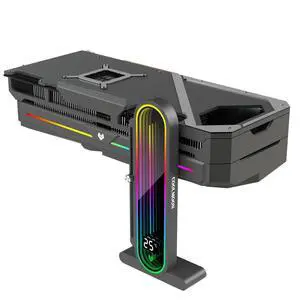 Height Adjustable RGB GPU Support with Integrated Temperature Display, 3PIN 5V PC Graphics Card Stand Holder, Anti Sag Bracket & Magnetic Base Height Adjustable RGB GPU Support with Integrated Temperature Display, 3PIN 5V PC Graphics Card Stand Holder, Anti Sag Bracket & Magnetic Base