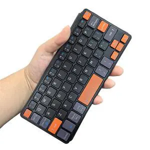 Universal Bluetooth Mini Keyboard, Rechargeable Portable Travel Keyboard with Orange Keys & Adjustable Angle Stand, Compact Wireless Keyboard for iPad/iPhone/Tablet/Laptop & Android/Windows/iOS Universal Bluetooth Mini Keyboard, Rechargeable Portable Travel Keyboard with Orange Keys & Adjustable Angle Stand, Compact Wireless Keyboard for iPad/iPhone/Tablet/Laptop & Android/Windows/iOS