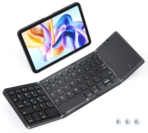 Foldable Bluetooth Keyboard with Touchpad, Slim Portable, Black | Folding rechargeable keyboard with full-size keys, portable design for travel, compatible with iOS Android Windows laptop PC Foldable Bluetooth Keyboard with Touchpad, Slim Portable, Black | Folding rechargeable keyboard with full-size keys, portable design for travel, compatible with iOS Android Windows laptop PC