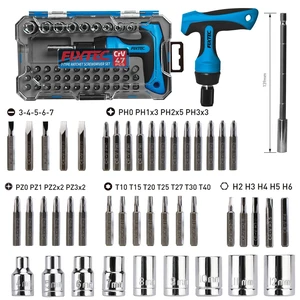47-Piece Ratcheting Screwdriver Sets and Ratchet Wrench, Magnetic T-Handle Home Repair Kit with Plastic Toolbox Storage Case 47-Piece Ratcheting Screwdriver Sets and Ratchet Wrench, Magnetic T-Handle Home Repair Kit with Plastic Toolbox Storage Case