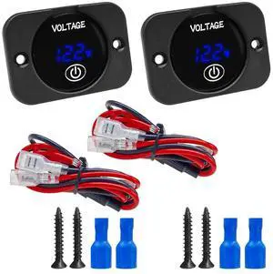 Car Battery Voltage Meter 12V 24V Waterproof DC Voltmeter Monitor with LED Digital Display&Touch Switch Round Battery Voltage Gauge Panel Mount with Blue Light for Car Boat Marine Motorcycle(2 Sets) Car Battery Voltage Meter 12V 24V Waterproof DC Voltmeter Monitor with LED Digital Display&Touch Switch Round Battery Voltage Gauge Panel Mount with Blue Light for Car Boat Marine Motorcycle(2 Sets)