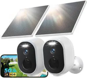 GNCC 2 Pack Solar Security Cameras Wireless Outdoor, 5G&2.4GHz WiFi, 2K HD GNCC 2 Pack Solar Security Cameras Wireless Outdoor, 5G&2.4GHz WiFi, 2K HD