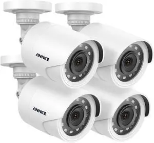 ANNKE 2MP Wired Security Camera, 1080P HD TVI Add-on CCTV Bullet Cams, 100ft IR Night Vision, IP66 Weatherproof Housing, 3.6mm Lens for Outdoor Home Business Surveillance, 4 Pack, White ANNKE 2MP Wired Security Camera, 1080P HD TVI Add-on CCTV Bullet Cams, 100ft IR Night Vision, IP66 Weatherproof Housing, 3.6mm Lens for Outdoor Home Business Surveillance, 4 Pack, White