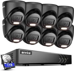 ANNKE Wired CCTV Security Camera Systems Outdoor, 8 Channel 3K Lite H.265+ DVR Recorder and 8× 1080P Surveillance Cams with Smart Color Night Vision, Email Alert, AI Motion Detection, 1TB Hard Drive ANNKE Wired CCTV Security Camera Systems Outdoor, 8 Channel 3K Lite H.265+ DVR Recorder and 8× 1080P Surveillance Cams with Smart Color Night Vision, Email Alert, AI Motion Detection, 1TB Hard Drive