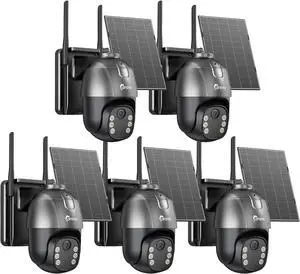 4G LTE Cellular 5 Pack Solar Security Camera Wireless Outdoor & No Monthly Fee, AOV 24/7 Continuous Recording Camera, 2K Color Night Vision, AI Detection, 360° Pan & Tilt, IP66, 32GB SD Card 4G LTE Cellular 5 Pack Solar Security Camera Wireless Outdoor & No Monthly Fee, AOV 24/7 Continuous Recording Camera, 2K Color Night Vision, AI Detection, 360° Pan & Tilt, IP66, 32GB SD Card