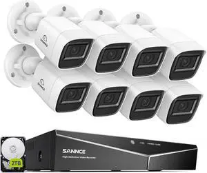 SANNCE 16CH 1080P Security Camera System - 2MP Surveillance DVR with 8PCS 2MP HD White Bullet Cameras for Indoor Outdoor IP67 Weatherproof IR Night Vision LEDs, Easy Remote Access(2TB HDD) SANNCE 16CH 1080P Security Camera System - 2MP Surveillance DVR with 8PCS 2MP HD White Bullet Cameras for Indoor Outdoor IP67 Weatherproof IR Night Vision LEDs, Easy Remote Access(2TB HDD)
