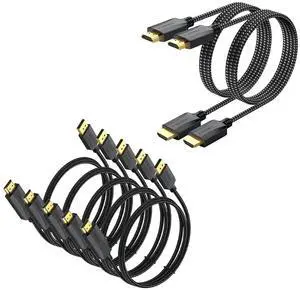3FT HDMI Cable 2-Pack & 1.5FT DP to HDMI Cable 5-Pack Bundle: 4K@60Hz HDMI & DP to HDMI Cables with HDR, ARC, HDCP 2.2 for Multi-Monitor Setup, PC, Gaming, Office, and Home Theater 3FT HDMI Cable 2-Pack & 1.5FT DP to HDMI Cable 5-Pack Bundle: 4K@60Hz HDMI & DP to HDMI Cables with HDR, ARC, HDCP 2.2 for Multi-Monitor Setup, PC, Gaming, Office, and Home Theater