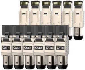 12-Pack Cat 8 RJ45 Connectors Tool Free, Cat8 Field Termination Plug Shielded RJ45 Modular Plugs for 2000MHz 2GHz 40G Double Shielded Solid LAN Cable 22AWG-24AWG 12-Pack Cat 8 RJ45 Connectors Tool Free, Cat8 Field Termination Plug Shielded RJ45 Modular Plugs for 2000MHz 2GHz 40G Double Shielded Solid LAN Cable 22AWG-24AWG