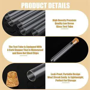 100PCS Test Tubes Test Tubeswith Cork Clear Stoppers Round Bottom Test Alcohol Tampons Tubes Container(15X100mm/13Ml) 100PCS Test Tubes Test Tubeswith Cork Clear Stoppers Round Bottom Test Alcohol Tampons Tubes Container(15X100mm/13Ml)