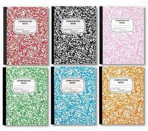 Wide Ruled Paper Notebooks, Composition Style, 190X247mm Size, Assorted Marble Covers, 6 Pieces Per Pack In Different Colors Wide Ruled Paper Notebooks, Composition Style, 190X247mm Size, Assorted Marble Covers, 6 Pieces Per Pack In Different Colors