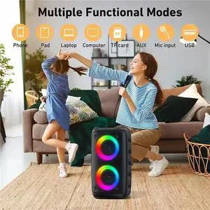 Subwoofer Bluetooth Speaker Karaoke With Microphone Radio FM LED TWS Caixa De Som Machine Sound Box Subwoofer Bluetooth Speaker Karaoke With Microphone Radio FM LED TWS Caixa De Som Machine Sound Box