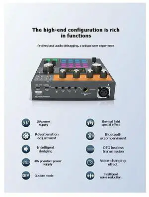 C200 Sound Card Professional Audio Mixer Interface With Bluetooth RGB DJ Mixer Effects For Live Vlog Sound Board C200 Sound Card Professional Audio Mixer Interface With Bluetooth RGB DJ Mixer Effects For Live Vlog Sound Board