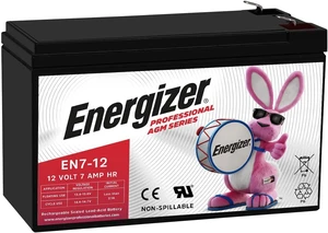 Energizer EN7-12, 12 Volt 7 Amp Hr, Long Lasting Sealed Lead Acid AGM Energizer EN7-12, 12 Volt 7 Amp Hr, Long Lasting Sealed Lead Acid AGM