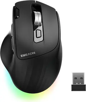 EWEADN C2 Ergonomic Wireless Mouse, Rechargeable Bluetooth & 2.4G Dual Mode Computer Mouse with RGB, Quiet Clicks, 5 Adjustable 4000 DPI, Comfortable Grip for Laptop, PC, Mac, Office - Black EWEADN C2 Ergonomic Wireless Mouse, Rechargeable Bluetooth & 2.4G Dual Mode Computer Mouse with RGB, Quiet Clicks, 5 Adjustable 4000 DPI, Comfortable Grip for Laptop, PC, Mac, Office - Black