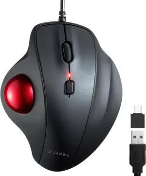 SANWA Wired Ergonomic Trackball Mouse, Optical Vertical Rollerball Mice, Silent Buttons, 34mm Trackball, 600/800/1200/1600 DPI, Compatible with MacBook, Laptop, Computer, Windows, macOS, Red SANWA Wired Ergonomic Trackball Mouse, Optical Vertical Rollerball Mice, Silent Buttons, 34mm Trackball, 600/800/1200/1600 DPI, Compatible with MacBook, Laptop, Computer, Windows, macOS, Red
