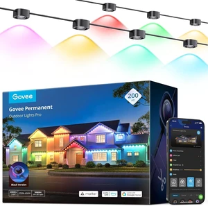 Govee Permanent Outdoor Lights Pro, 200ft with 120 RGBIC LED Lights, Black Govee Permanent Outdoor Lights Pro, 200ft with 120 RGBIC LED Lights, Black