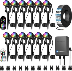 SUNVIE 3W RGBW LED Low Voltage Landscape Lighting Kit, Dusk to Dawn, 12 PCS