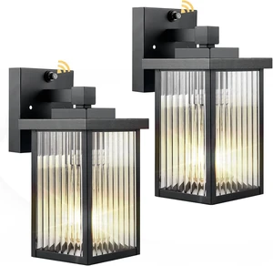 2 Pack Black Dusk to Dawn Outdoor Wall Light, All-Metal Frame 2 Pack Black Dusk to Dawn Outdoor Wall Light, All-Metal Frame