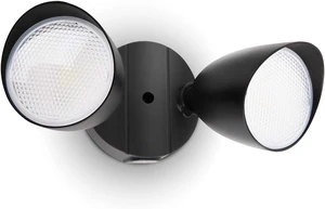 LUTEC 6222B-D2D 3500 Lumen 32 Watt Dusk to Dawn Dual-Head Flood Light Outdoor Waterproof Exterior Security Floodlight Light, Full Metal Design for Patio, Garden, Yard-Black