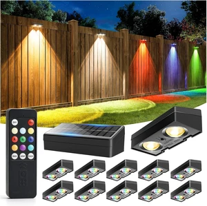 JOFIOS Fence Lights Solar Powered with Remote 12 Pack, Warm White, Cool White and RGB Color Glow LED Solar Lights Outdoor, Dusk to Dawn Solar Fence Lights for Patio, Backyard, Railing, Deck, and Wall JOFIOS Fence Lights Solar Powered with Remote 12 Pack, Warm White, Cool White and RGB Color Glow LED Solar Lights Outdoor, Dusk to Dawn Solar Fence Lights for Patio, Backyard, Railing, Deck, and Wall