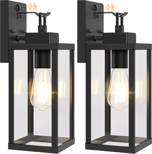 BesLowe 2-Pack 14 Upgraded Motion Sensor Outdoor Wall Lights, Black
