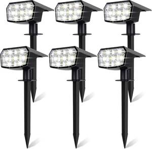 6-Pack Solar Spot Lights Outdoor Waterproof, Landscape Spotlight Cool White