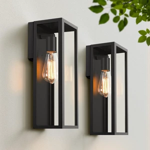 VerRon Outdoor Black Wall Light Fixtures, Modern Exterior Wall Lanterns