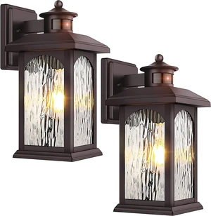 FILIYANO Motion Sensor Outdoor Wall Lights, Oil Rubbed Bronze, 2 Pack