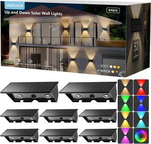 8PACK Solar Sconce Lights Outdoor,8 Lighting Modes Up and Down Solar Wall Lights Dusk to Dawn Lighting IP65 Waterproof Solar Lights Outdoor for House Exterior Front Porch Garage Fence Patio Yard 8PACK Solar Sconce Lights Outdoor,8 Lighting Modes Up and Down Solar Wall Lights Dusk to Dawn Lighting IP65 Waterproof Solar Lights Outdoor for House Exterior Front Porch Garage Fence Patio Yard