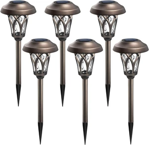 GIGALUMI Solar Pathway Lights Outdoor, Metal Glass & ABS Landscape Lights GIGALUMI Solar Pathway Lights Outdoor, Metal Glass & ABS Landscape Lights