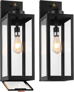 20" Black Large Dusk to Dawn Outdoor Wall Lights with Fully Closed Bottom 20" Black Large Dusk to Dawn Outdoor Wall Lights with Fully Closed Bottom