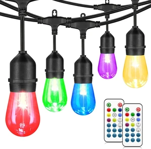 Mlambert 48FT Outdoor Patio RGB Cafe String Lights with Remote, Black Mlambert 48FT Outdoor Patio RGB Cafe String Lights with Remote, Black