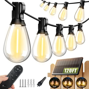 Tenmiro 120FT Solar Outdoor String Lights with Remote and 32+2 LED Shatterproof Bulbs Dimmable & Timing 3 Light Modes Solar Patio String Lights for Cafe, Garden, Deck, Outside Wedding Last for 10+Hrs Tenmiro 120FT Solar Outdoor String Lights with Remote and 32+2 LED Shatterproof Bulbs Dimmable & Timing 3 Light Modes Solar Patio String Lights for Cafe, Garden, Deck, Outside Wedding Last for 10+Hrs