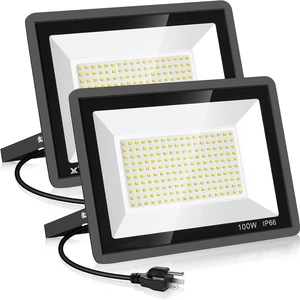 YANYCN 2 Pack 100W Led Flood Lights Outdoor,3000K Warm White Super Bright 11600LM Security Lights with Plug,Exterior IP66 Waterproof FloodLight for Basketball Court, Yard, Garden, Playground YANYCN 2 Pack 100W Led Flood Lights Outdoor,3000K Warm White Super Bright 11600LM Security Lights with Plug,Exterior IP66 Waterproof FloodLight for Basketball Court, Yard, Garden, Playground