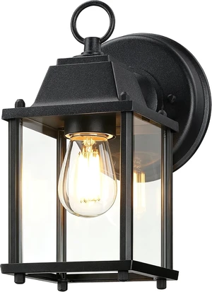 LIT-PaTH 8.4" Outdoor Wall Light Fixture, Aluminum Glass, Black, 1 Pack LIT-PaTH 8.4" Outdoor Wall Light Fixture, Aluminum Glass, Black, 1 Pack