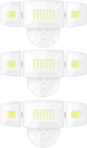 Onforu 3 Packs 75W LED Security Light, 7000LM Outdoor Flood Lights Fixture with 3 Adjustable Heads, IP65 Waterproof, 6500K White Brightness Exterior Wall Mount Security Light for Eave, Yard(White) Onforu 3 Packs 75W LED Security Light, 7000LM Outdoor Flood Lights Fixture with 3 Adjustable Heads, IP65 Waterproof, 6500K White Brightness Exterior Wall Mount Security Light for Eave, Yard(White)