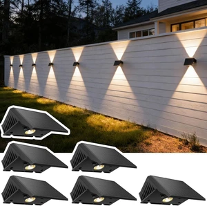 Solar Fence Lights Outdoor, 6 Pack Up and Down Wall Lights, Warm White